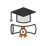 graduate hat and diploma icons