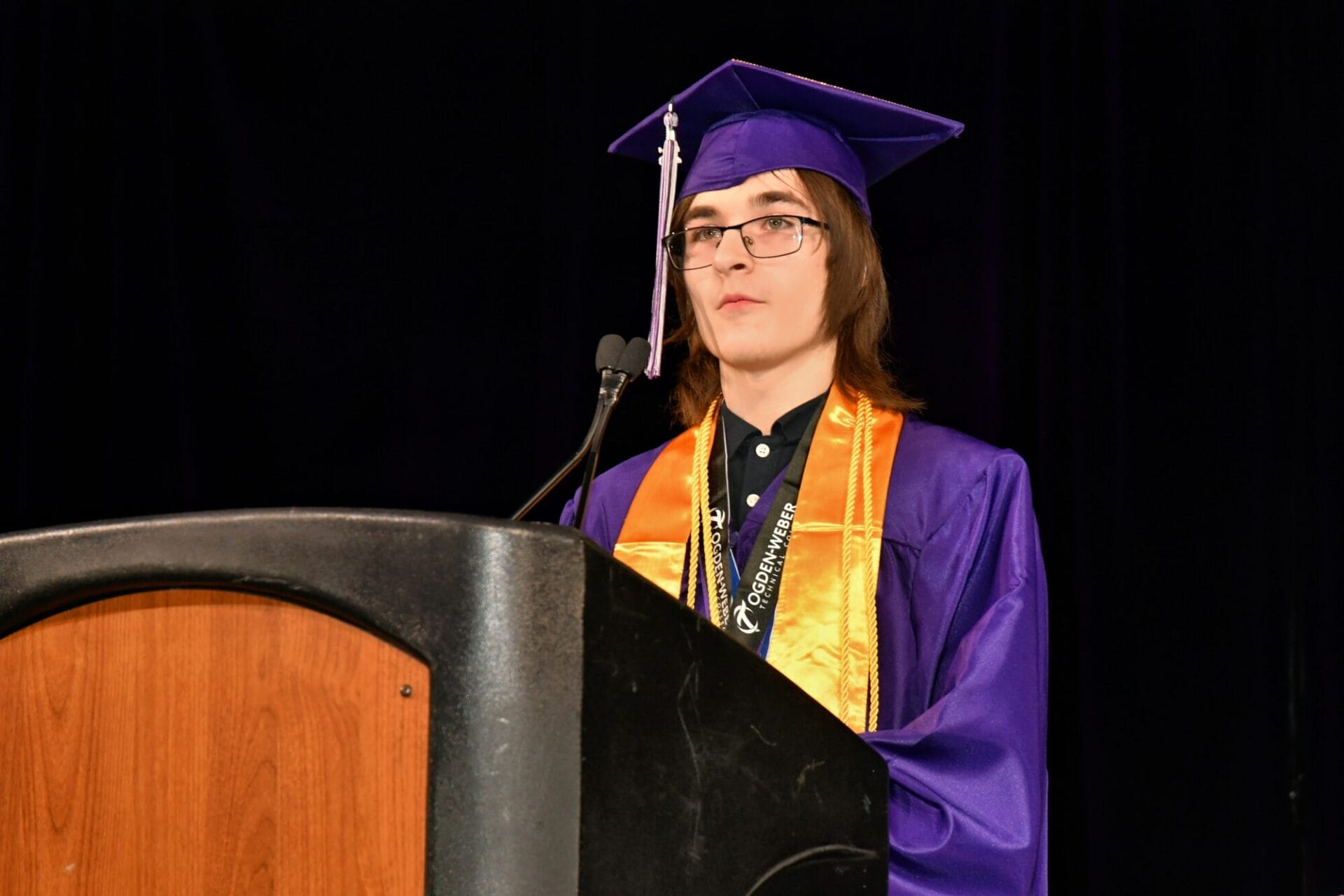 student speaking at the graduation